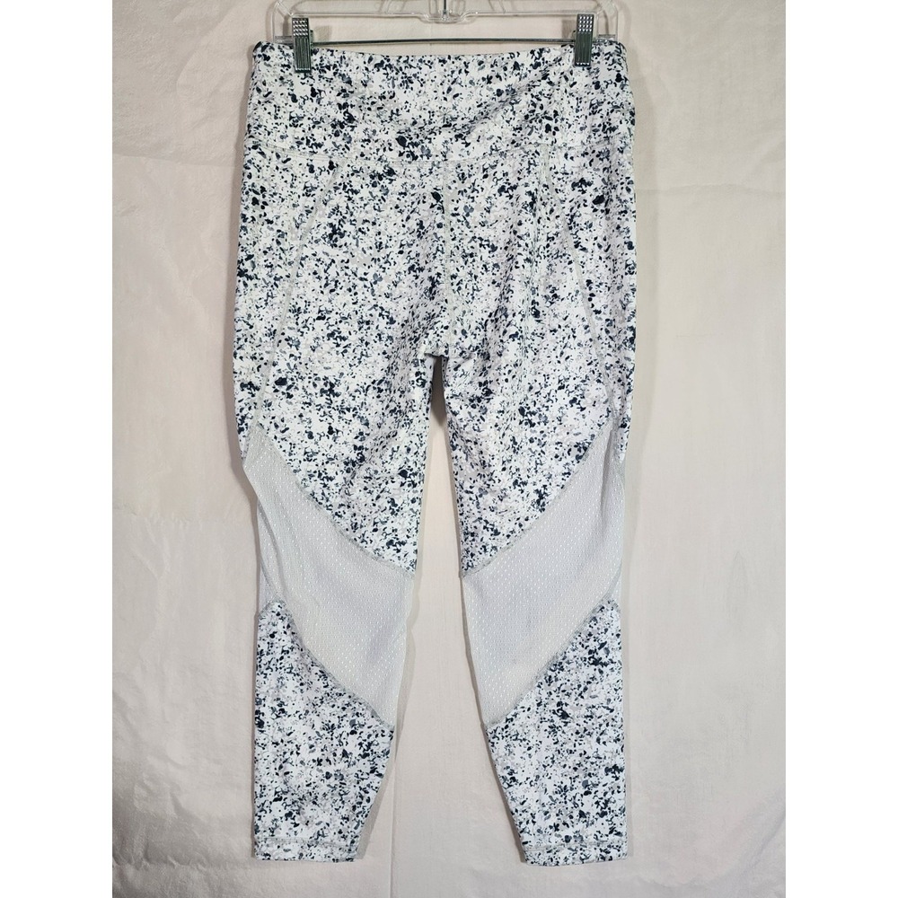 ATHLETA Womens L White Sandstone Salutation 7/8 Mesh Panel Crop Legging Yoga - Picture 4 of 9